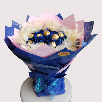 【巧繪網-G040017藍色精靈】十一顆金莎巧克力 / 線上花店 /傳情花束/ 生日禮物 / 金莎花束