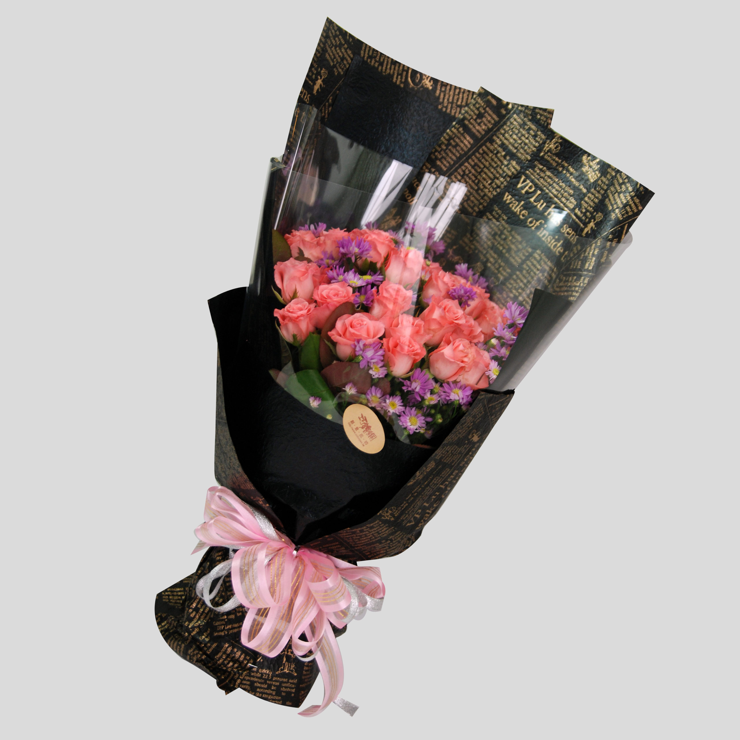 【巧繪網—網路花店】FR530138 ‧黑色浪漫=玫瑰花束‧當季新鮮花材‧傳情花束生日禮物