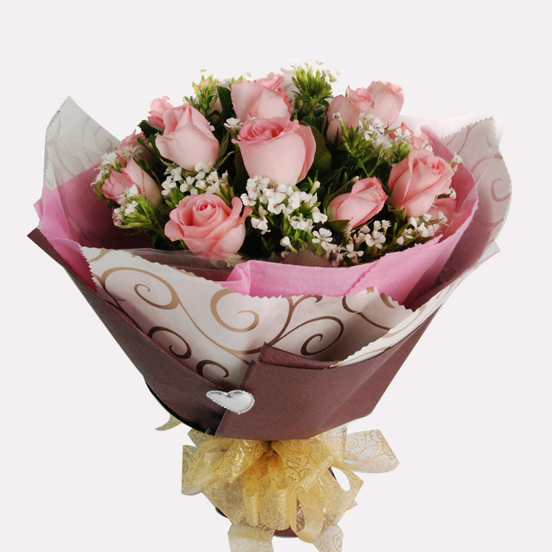 【巧繪網—浪漫花束】FR520048 網路花店‧心動=20朵粉玫瑰+當季新鮮花材