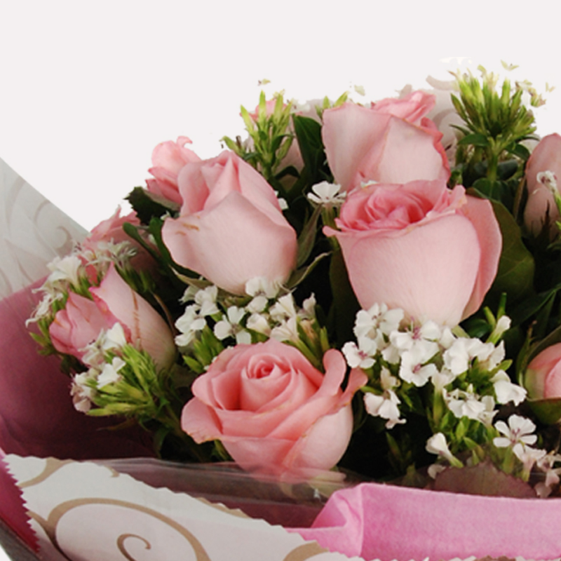 【巧繪網—浪漫花束】FR520048 網路花店‧心動=20朵粉玫瑰+當季新鮮花材