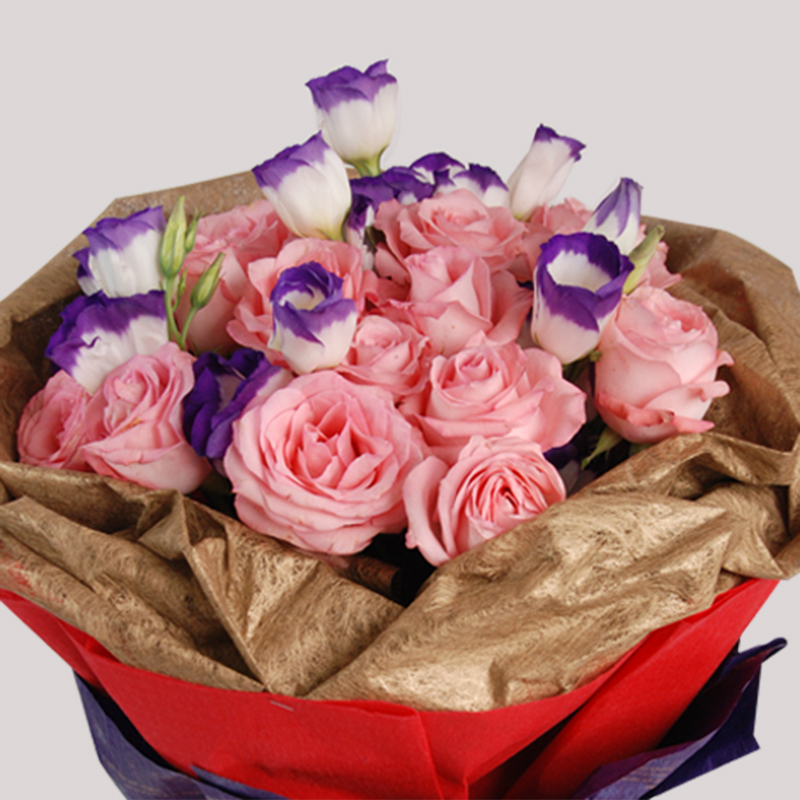 【巧繪網—浪漫花束】FR520041金色華爾滋=20朵粉玫瑰+當季新鮮花材
